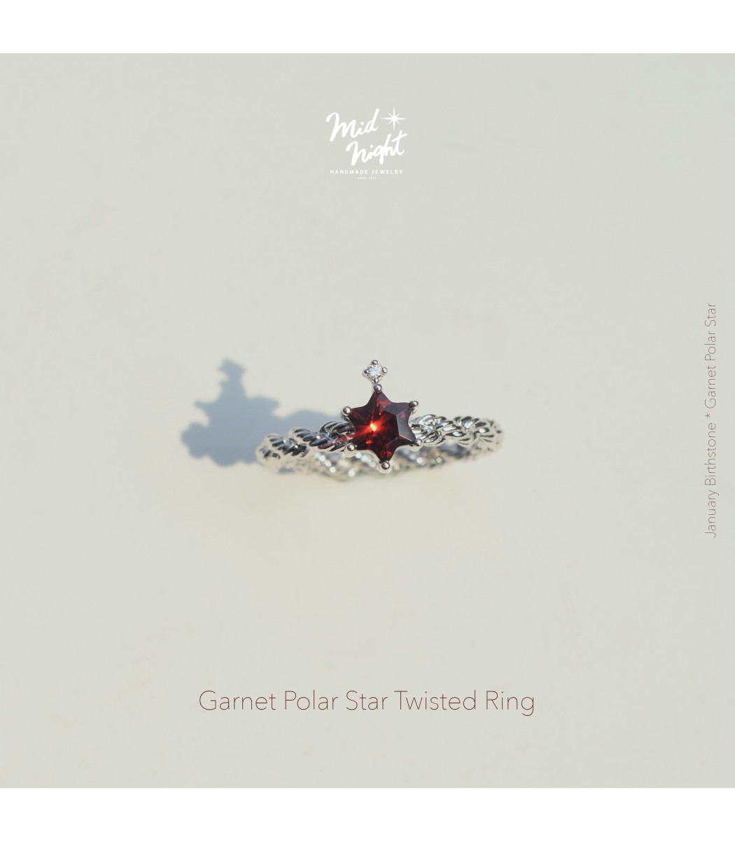 January Birthstone-Garnet Polar Star Twisted Ring